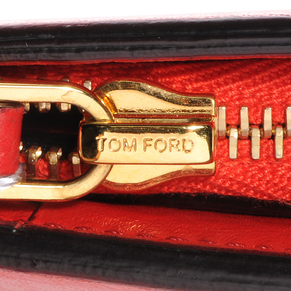 Leather Snap Front Continental Wallet Red Flame