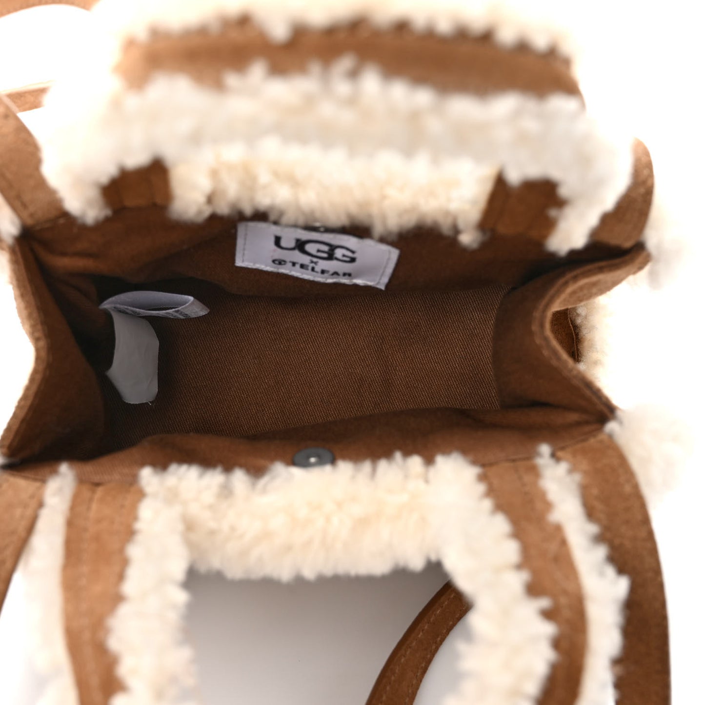 X UGG Suede Shearling Small Shopping Bag Chestnut