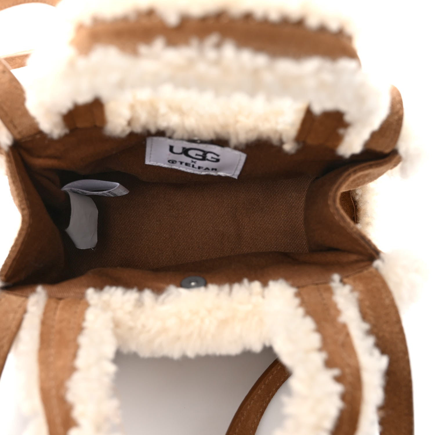Telfar X UGG Suede Shearling Small Shopping Bag Chestnut 5 of 10
