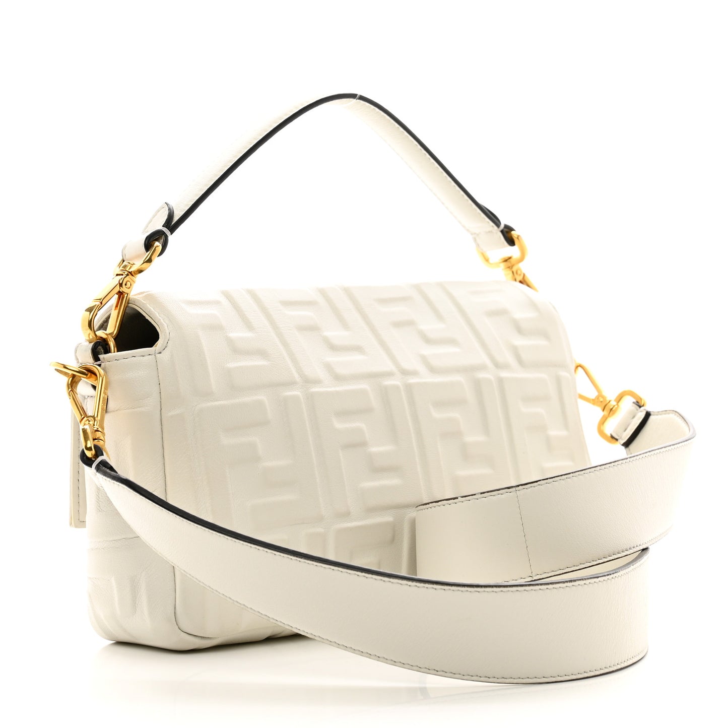 Nappa FF 1974 Embossed Baguette White