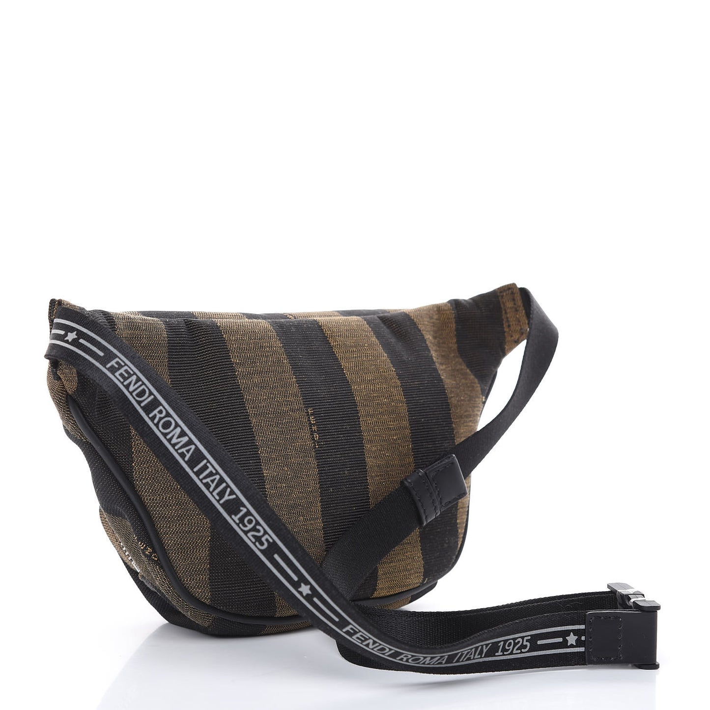 Jacquard Vitello Century Pequin Logo Plate Pocket Belt Bag Tobacco Moro Black