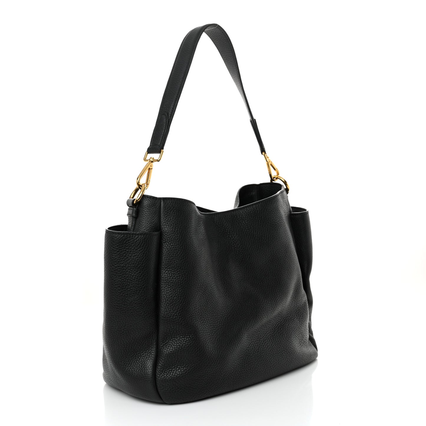 Vitello Daino Side Pocket Hobo Black