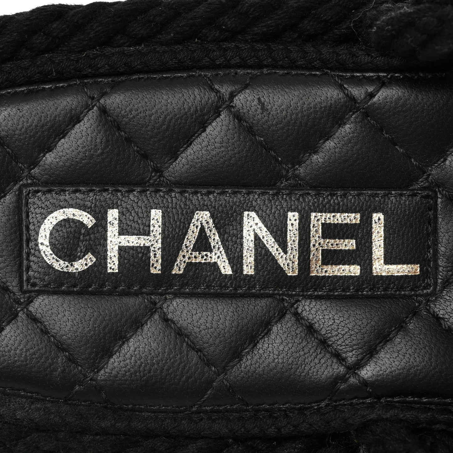 Cord Lambskin Quilted Logo Sandals 39 Black