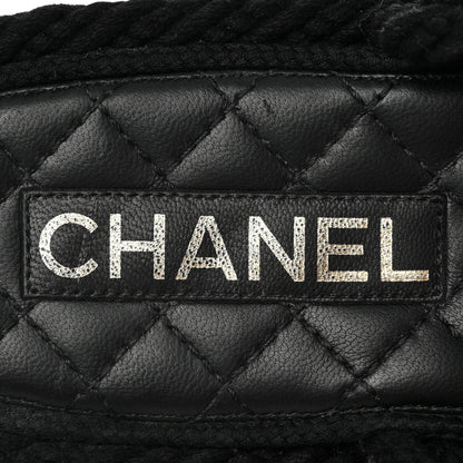 Chanel Cord Lambskin Quilted Logo Sandals 39 Black 7 of 10