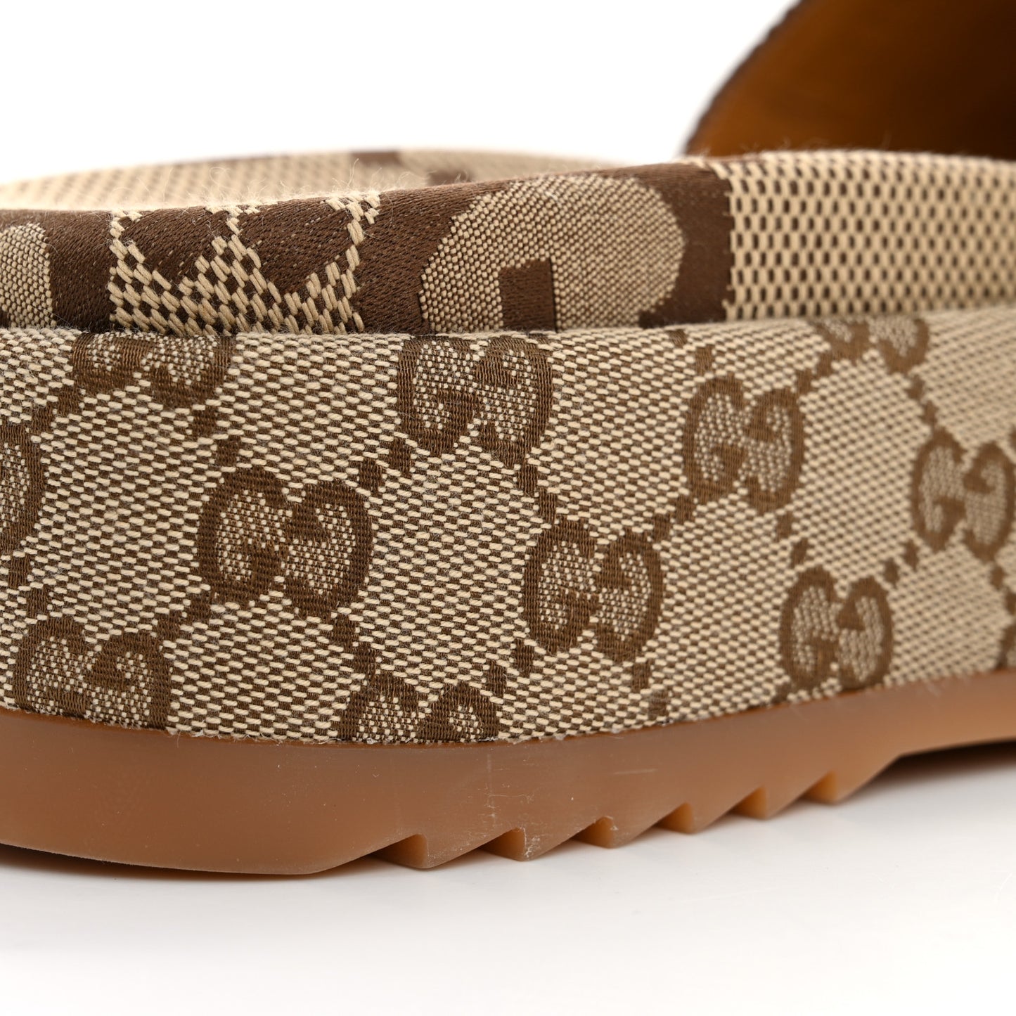 Monogram Maxi GG Angelina Platform 55mm Slide Sandals 39 Camel Ebony