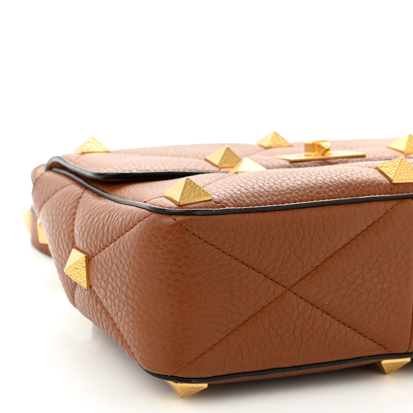Grained Calfskin Large Roman Stud Shoulder Bag Selleria
