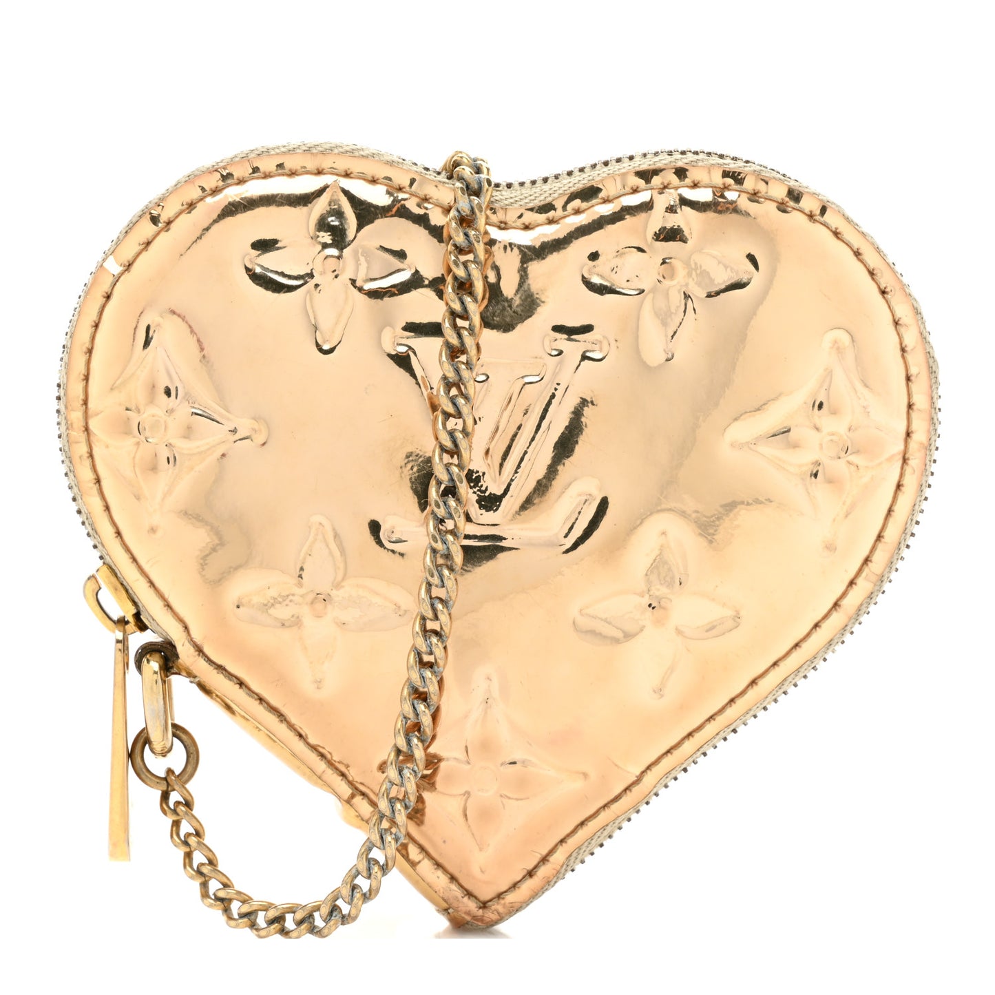 Monogram Miroir Heart Coin Purse Gold