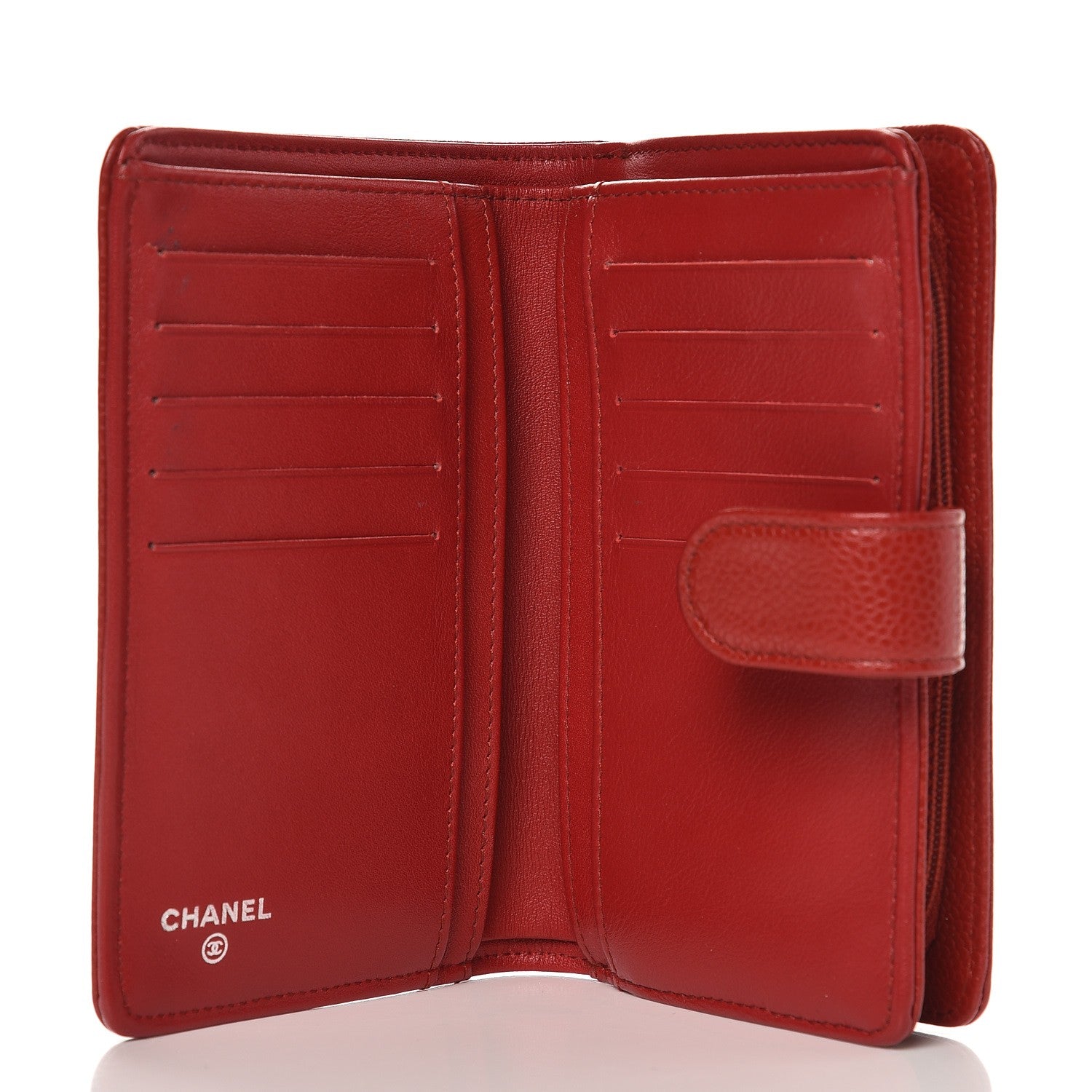 Chanel Caviar Timeless CC L-Zip Pocket Wallet Red 5 of 10