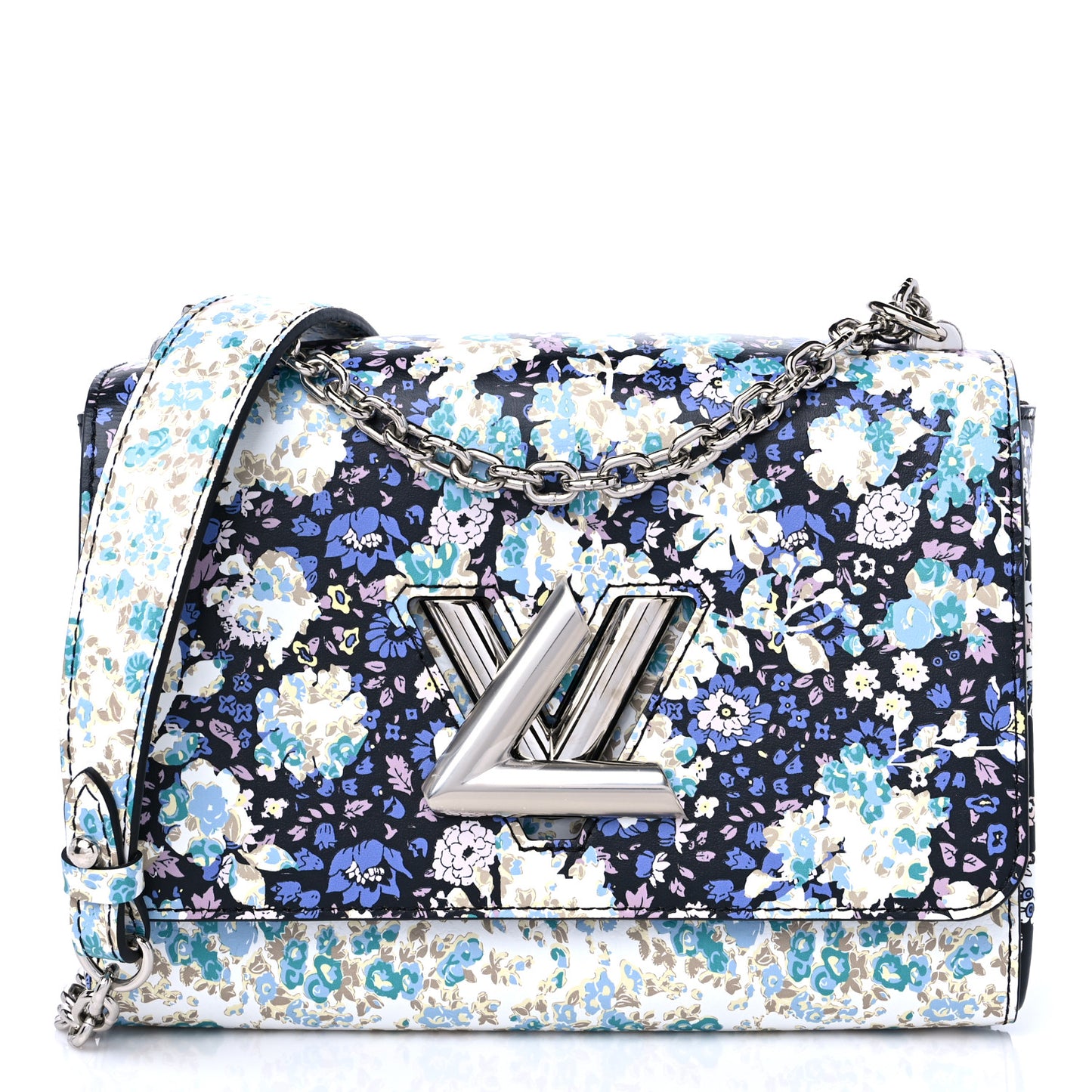Printed Calfskin Flower Twist Shoulder Bag MM