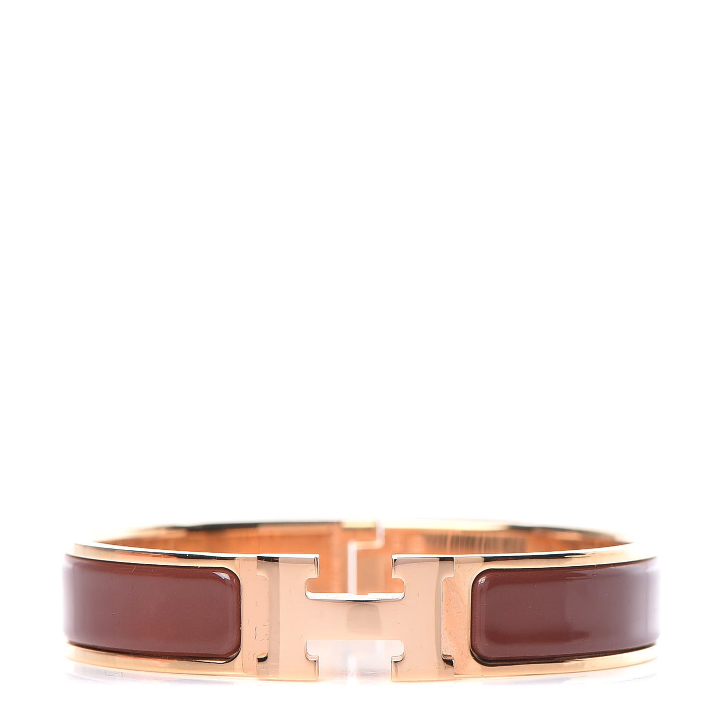 Enamel Narrow Clic Clac H Bracelet PM Acajou