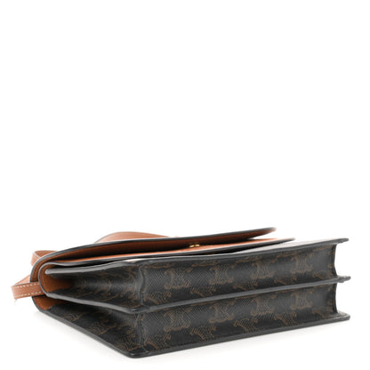 Celine Triomphe Canvas Lambskin Wallet On Strap Tan 4 of 13