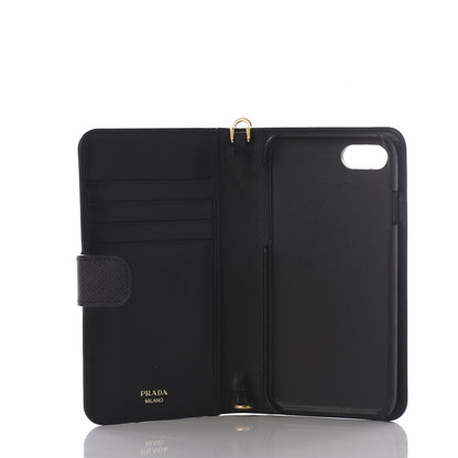 Prada Saffiano Metal iPhone 7 Case Crossbody Wallet Black 5 of 8
