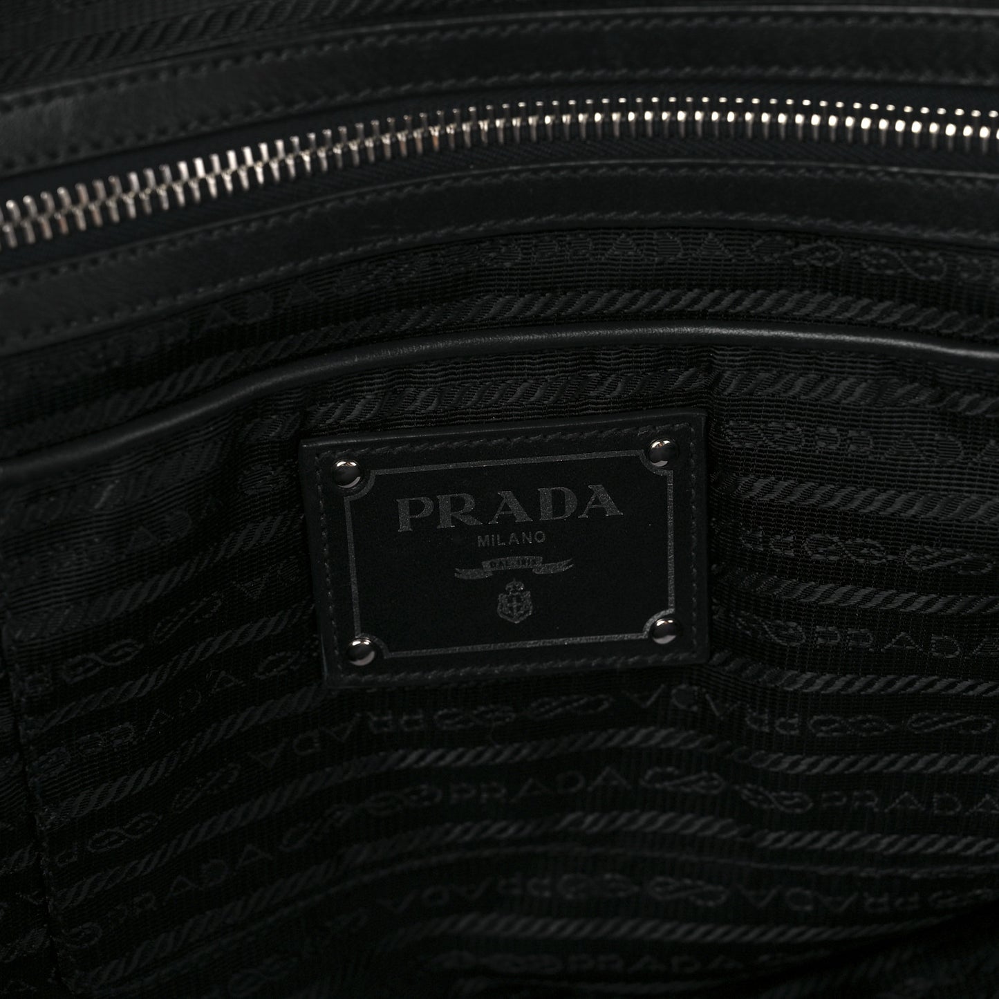 Tessuto Nylon Calfskin Shopping Tote Black