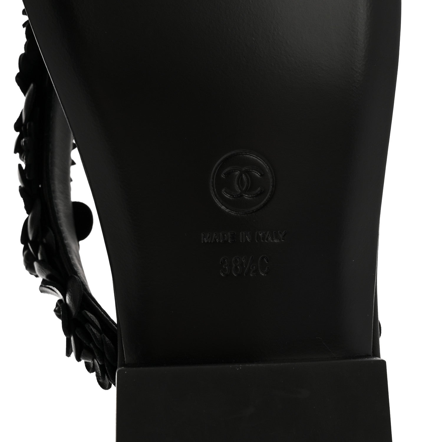 Chanel Lambskin Camellia Thong Sandals 38.5 Black 7 of 10
