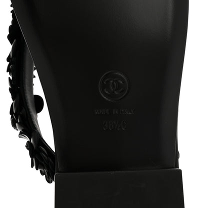 Chanel Lambskin Camellia Thong Sandals 38.5 Black 7 of 10