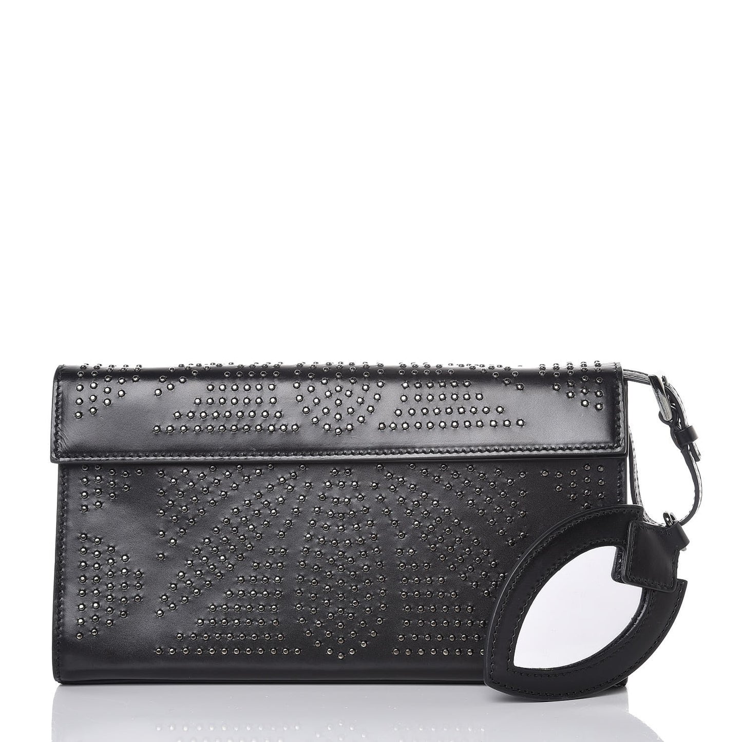 Calfskin Studded Clutch Black