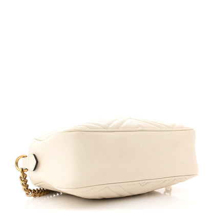 Gucci Calfskin Matelasse Small GG Marmont Chain Shoulder Bag White 4 of 12
