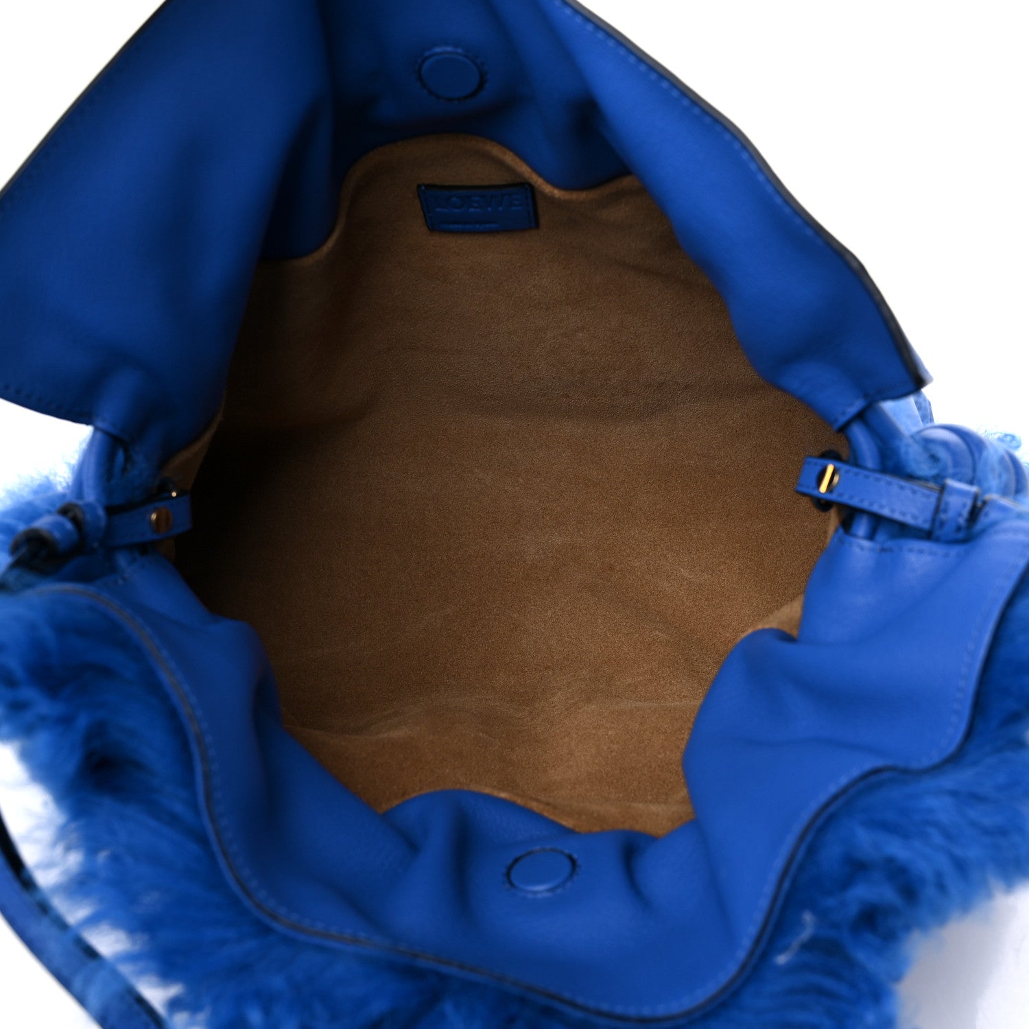 Loewe Nappa Shearling Flamenco Knot Clutch Blue 5 of 9