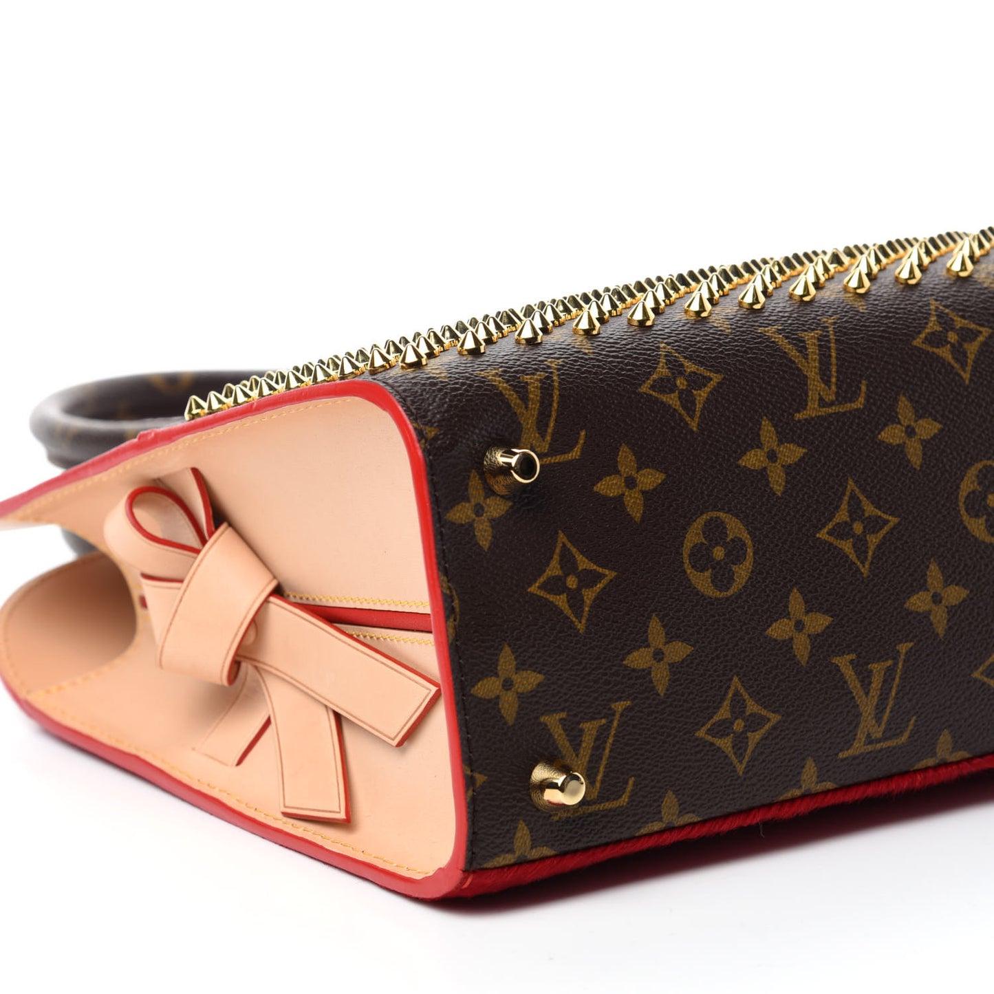 Monogram Calf Hair Spikes Iconoclasts Christian Louboutin Tote Red