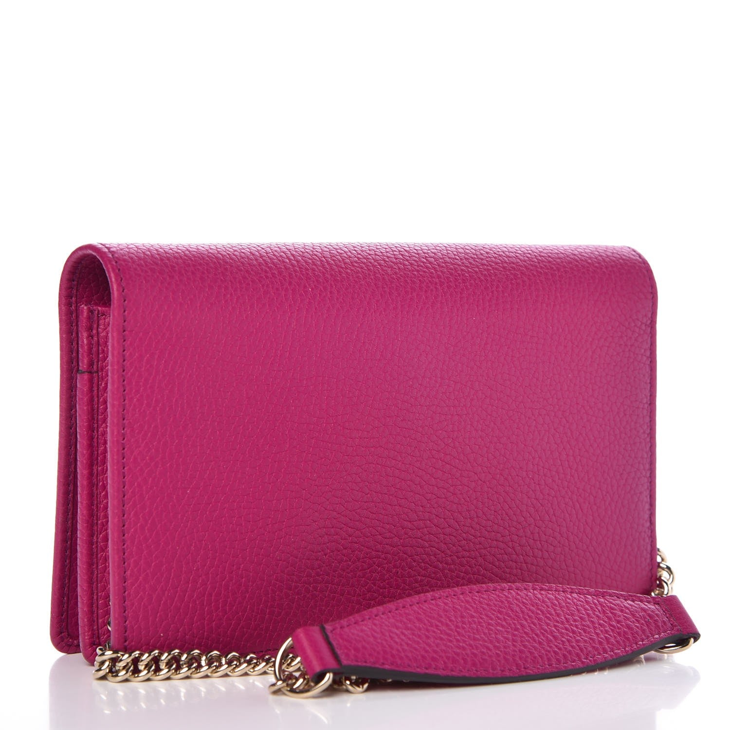 Gucci Pebbled Calfskin Soho Wallet on Chain Bright Bougainvillea 3 of 6