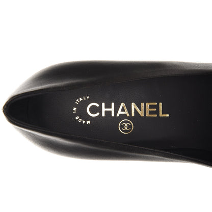 Chanel Lambskin Grosgrain Cap Toe Pearl Pumps 36 Black 6 of 9