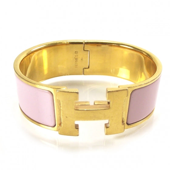 Hermes Enamel Clic Clac H Bracelet Wide Pink 1 of 5