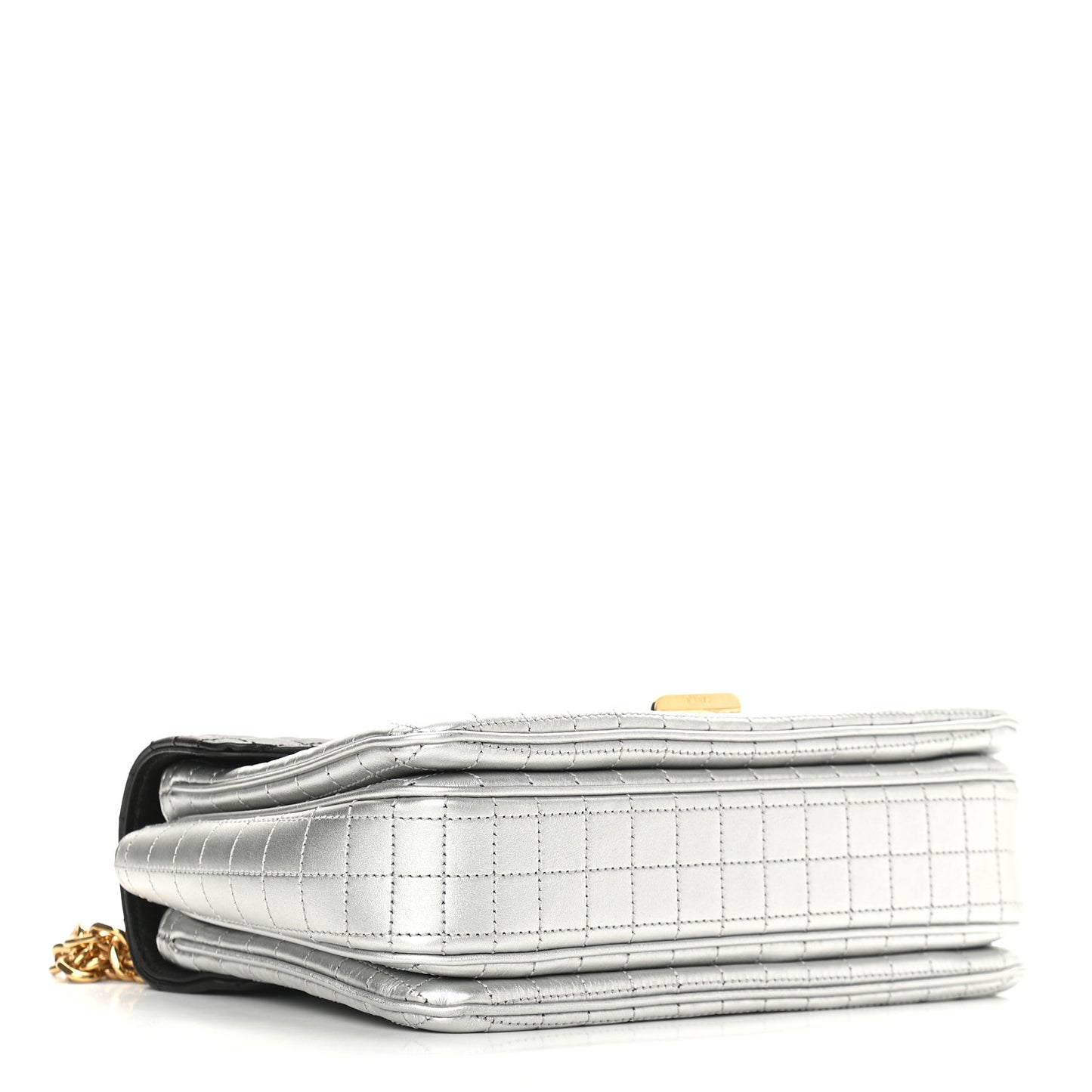 Calfskin Quilted Medium C Bag Silver Black