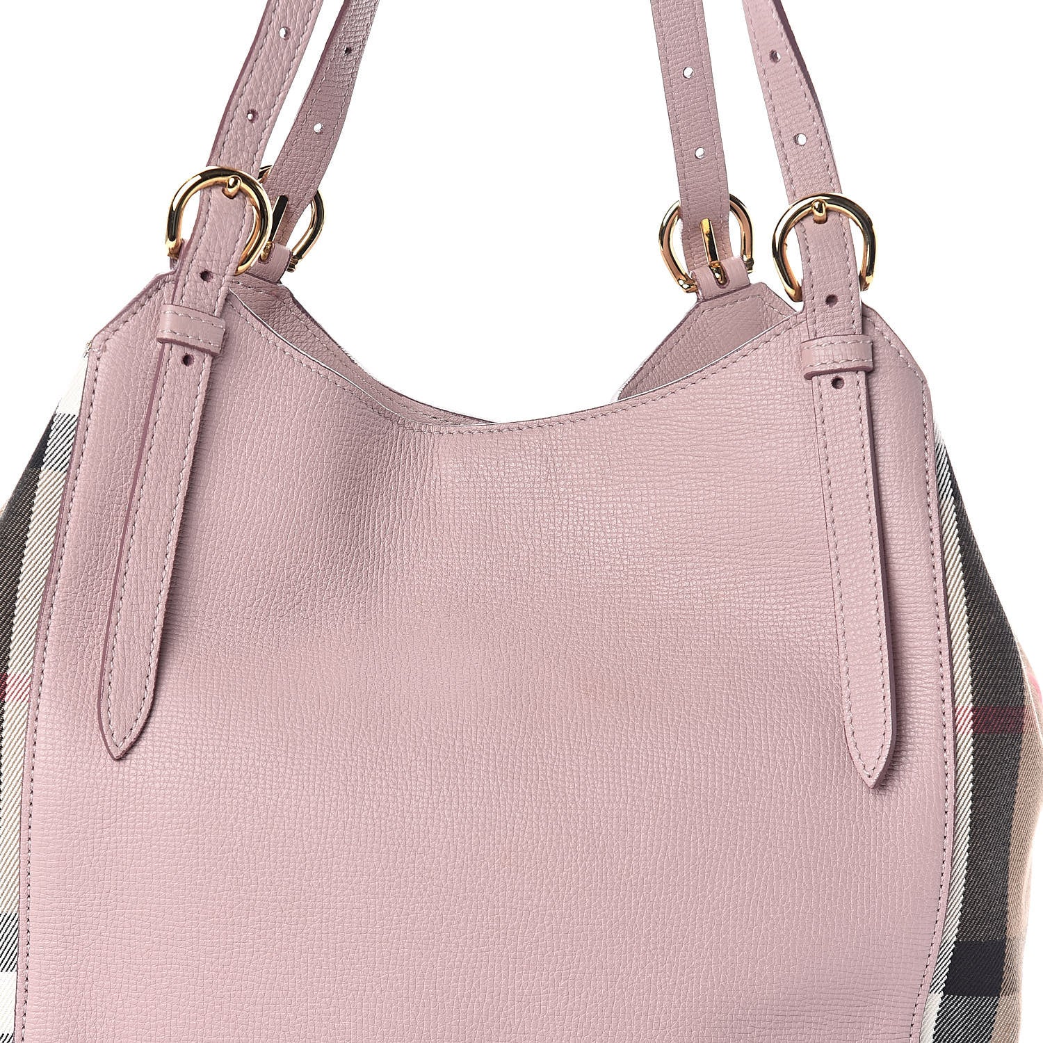 Burberry Grainy Calfskin House Check Small Canterbury Tote Pale Orchid 7 of 9