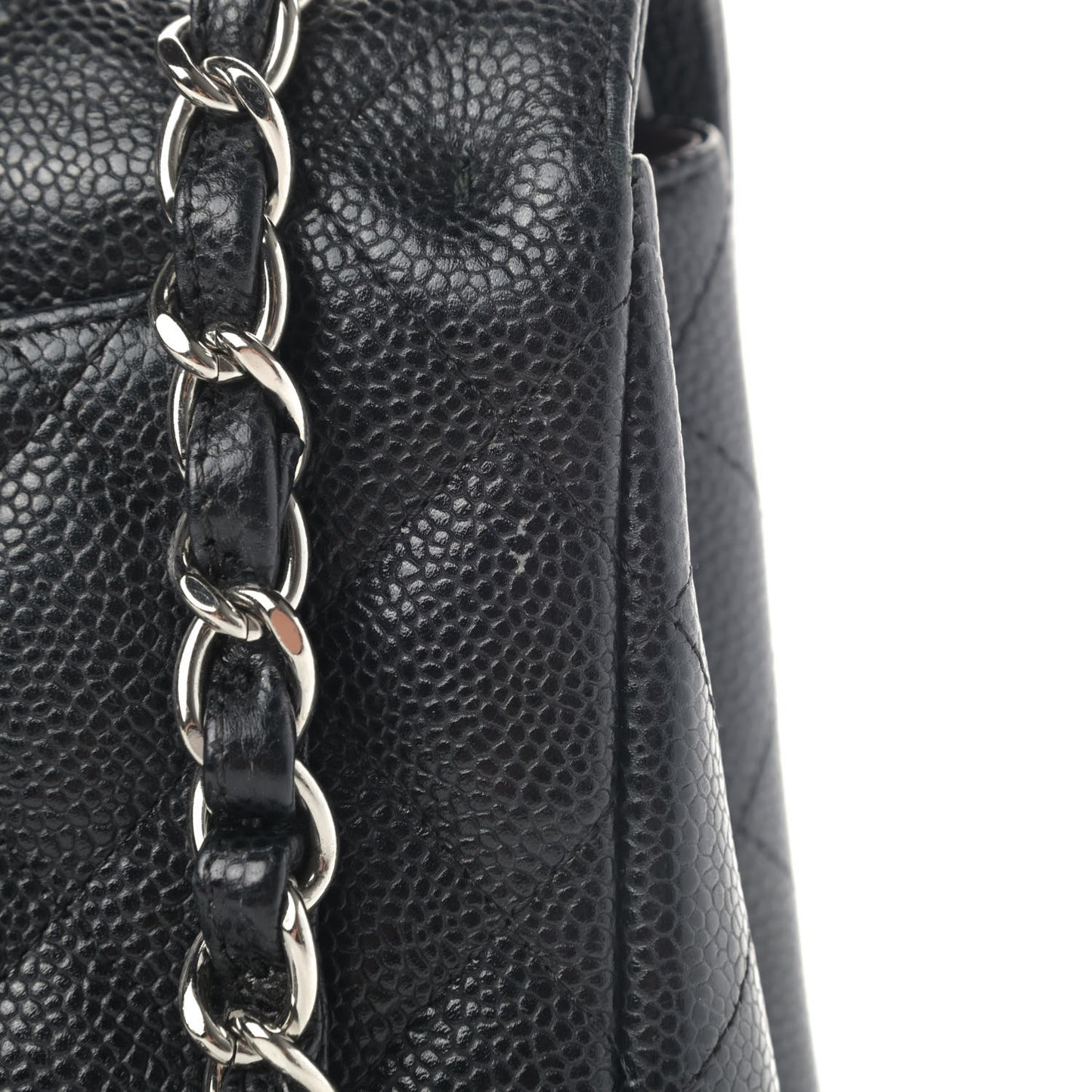 Caviar Quilted Jumbo Double Flap Black