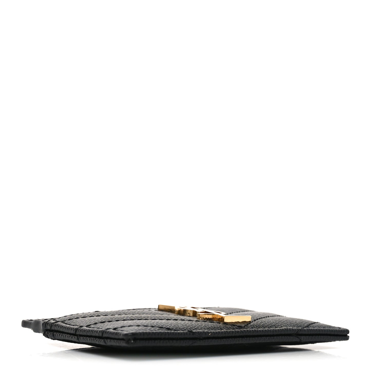 Grain De Poudre Matelasse Chevron Monogram Credit Card Case Black