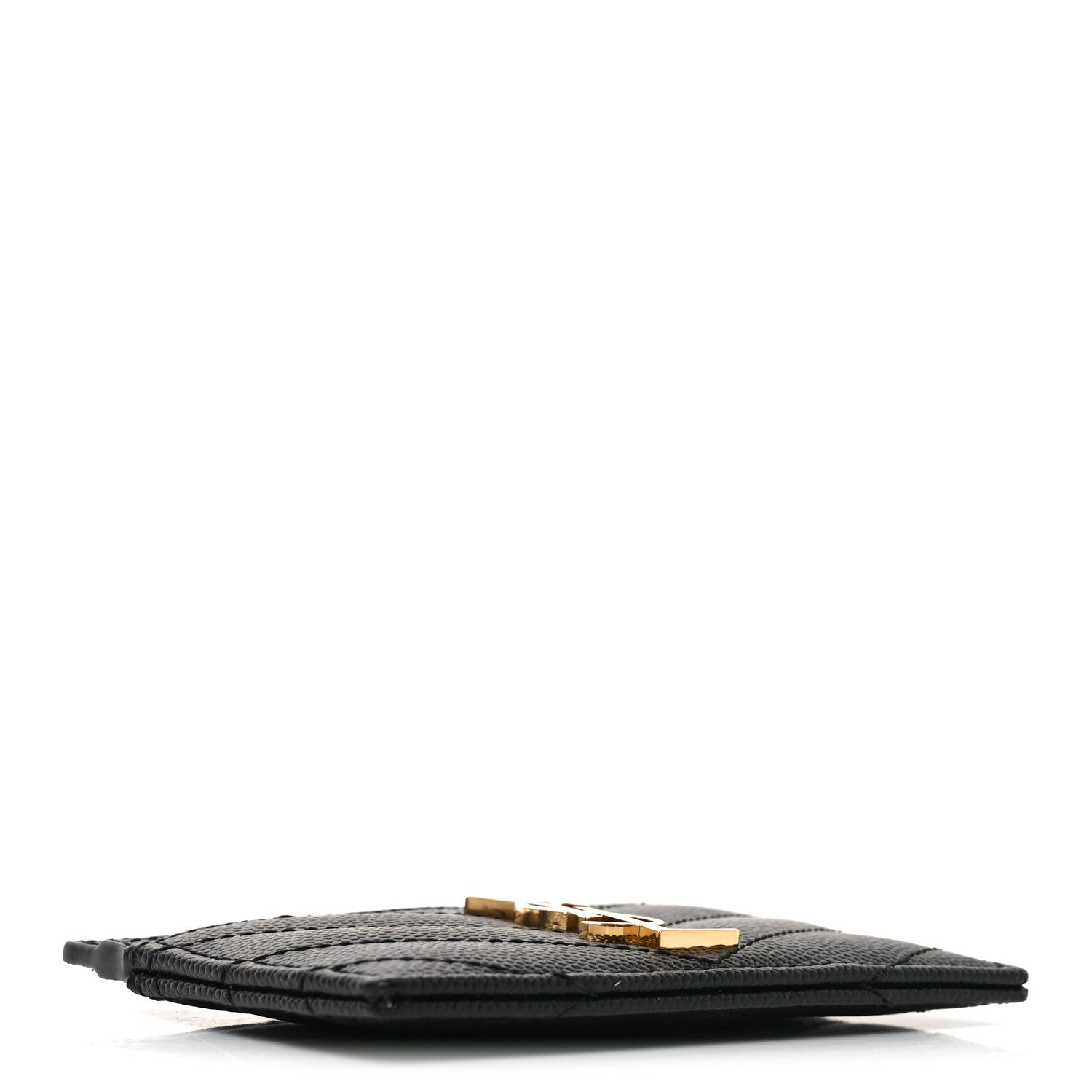 Saint Laurent Grain De Poudre Matelasse Chevron Monogram Credit Card Case Black 4 of 7