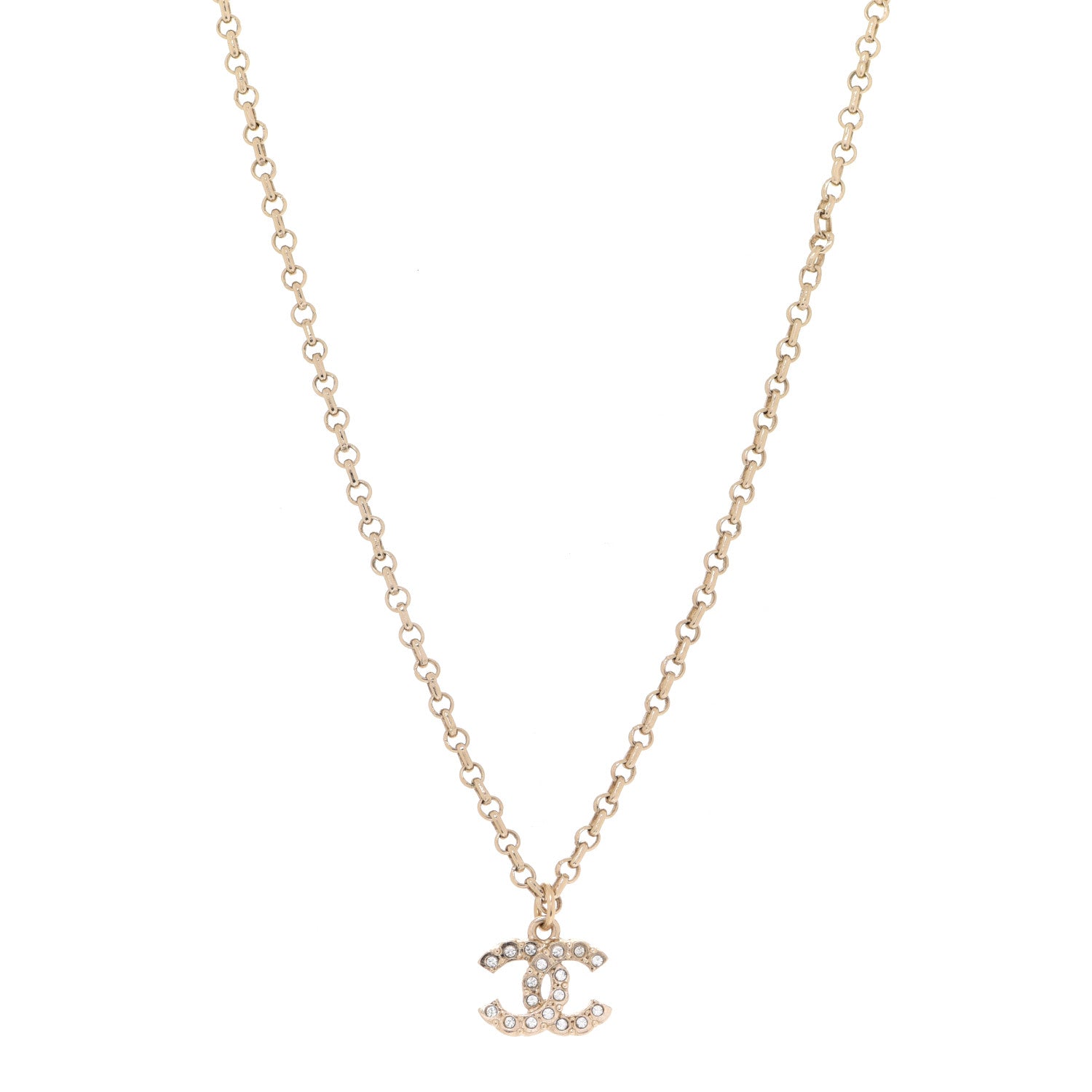 Chanel Pearl Crystal CC Pendant Necklace Gold 1 of 6