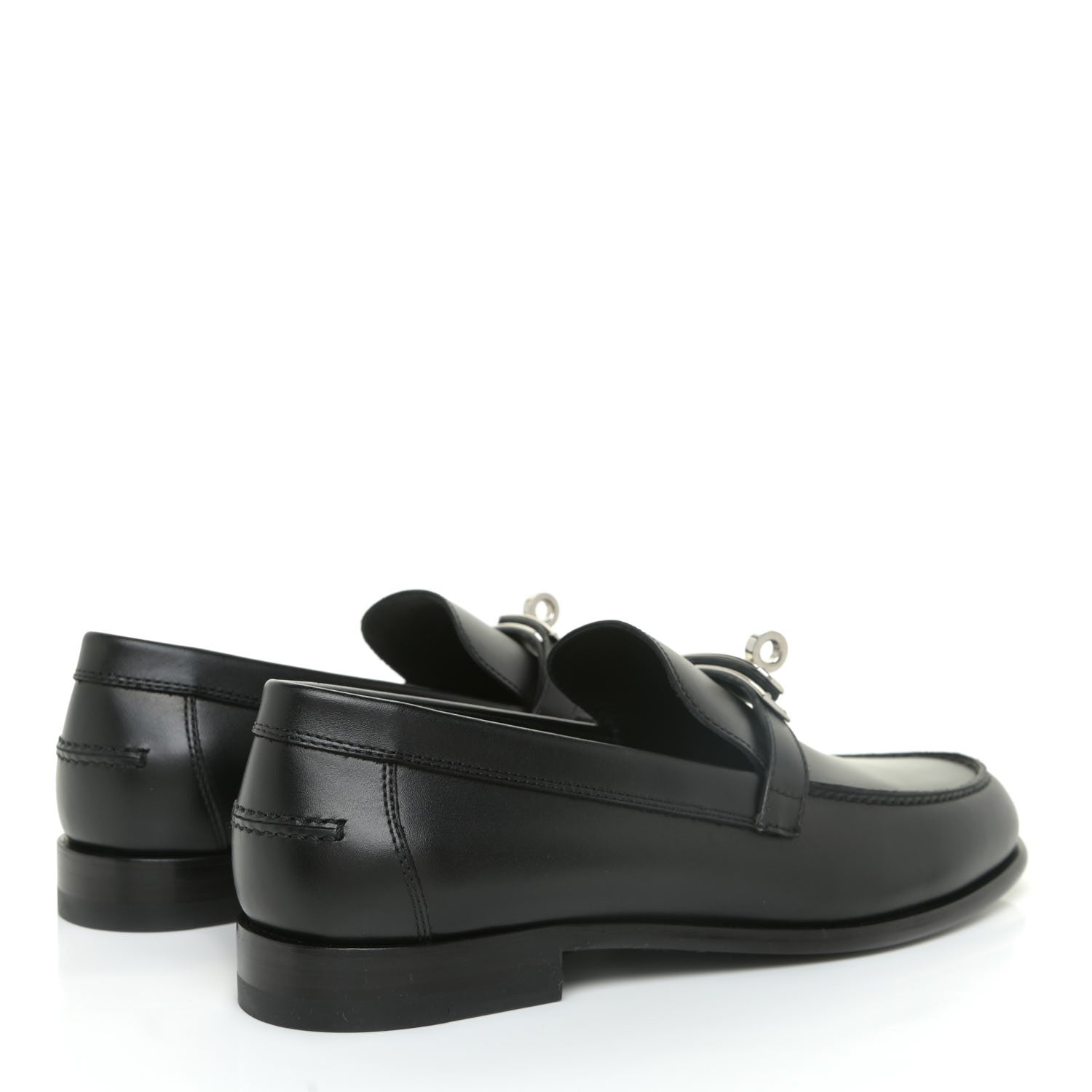 Hermes Calfskin Womens Destin Loafers 37 Black 4 of 16