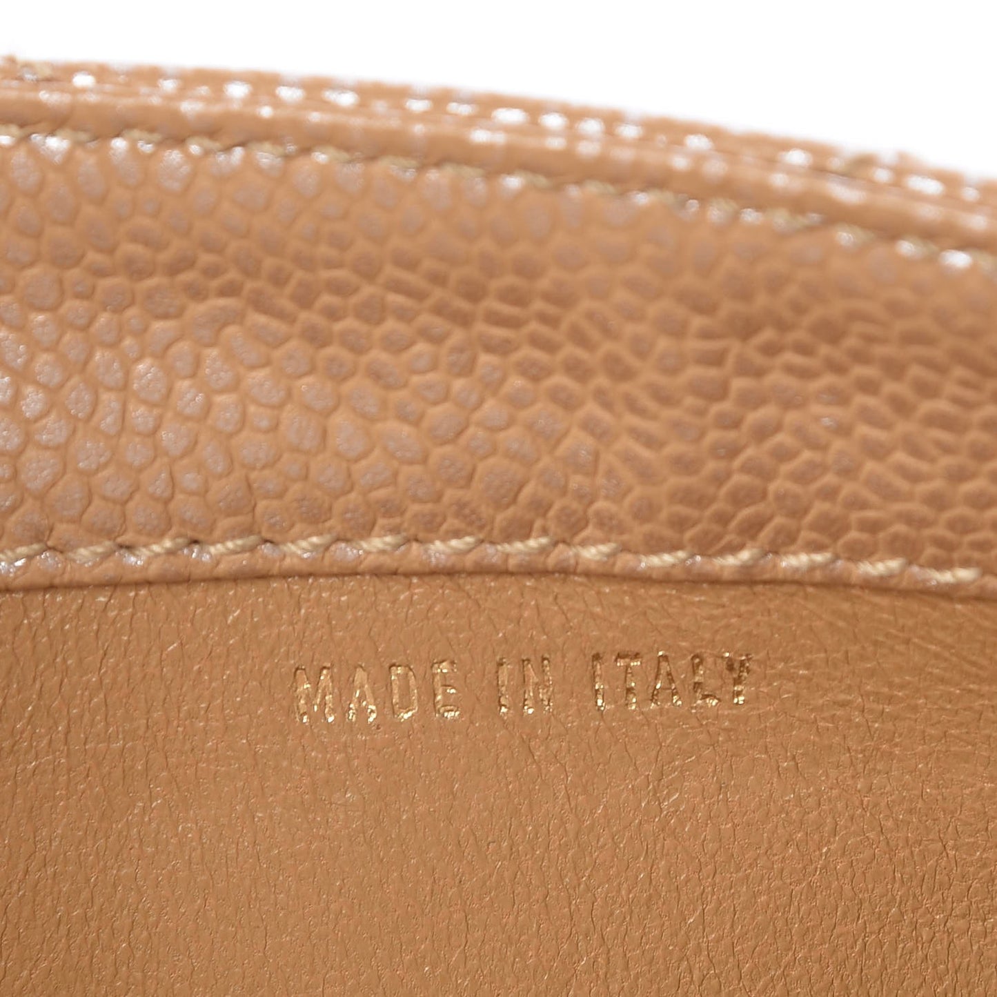 Metallic Caviar Quilted Medium Single Flap Beige