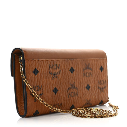 MCM Visetos Large Patricia Love Patch Wallet On Chain Cognac 3 of 9