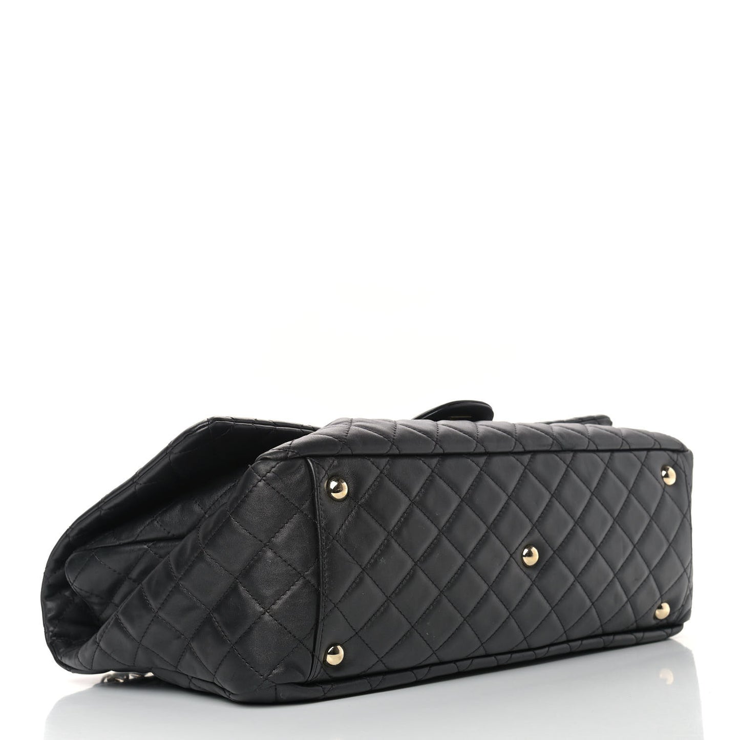 Calfskin Quilted XXL Travel Flap Bag Black