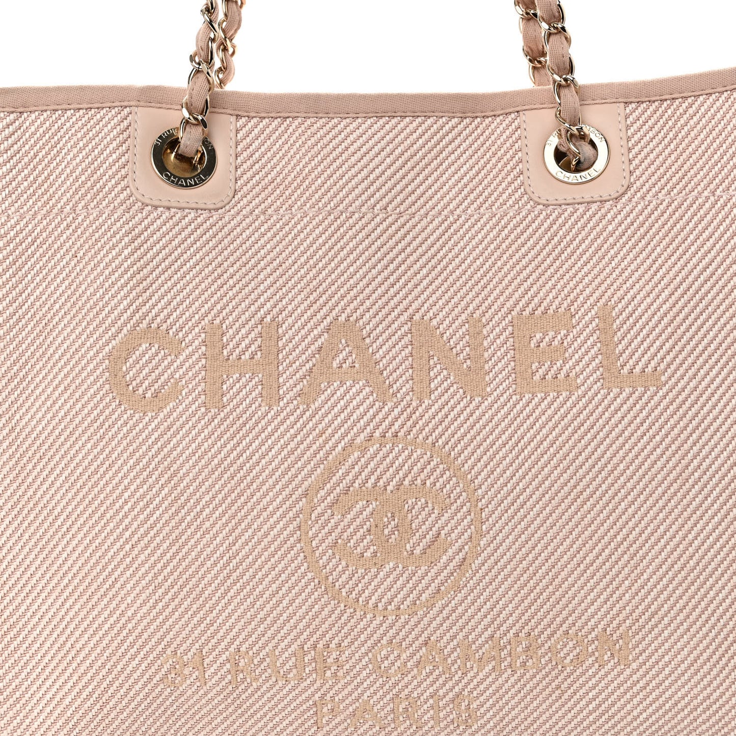 Mixed Fibers Calfskin Small Deauville Tote Beige