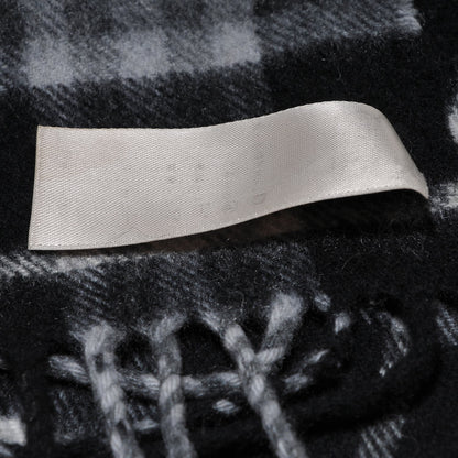 Burberry Cashmere Classic Check Fringe Scarf Black 5 of 5
