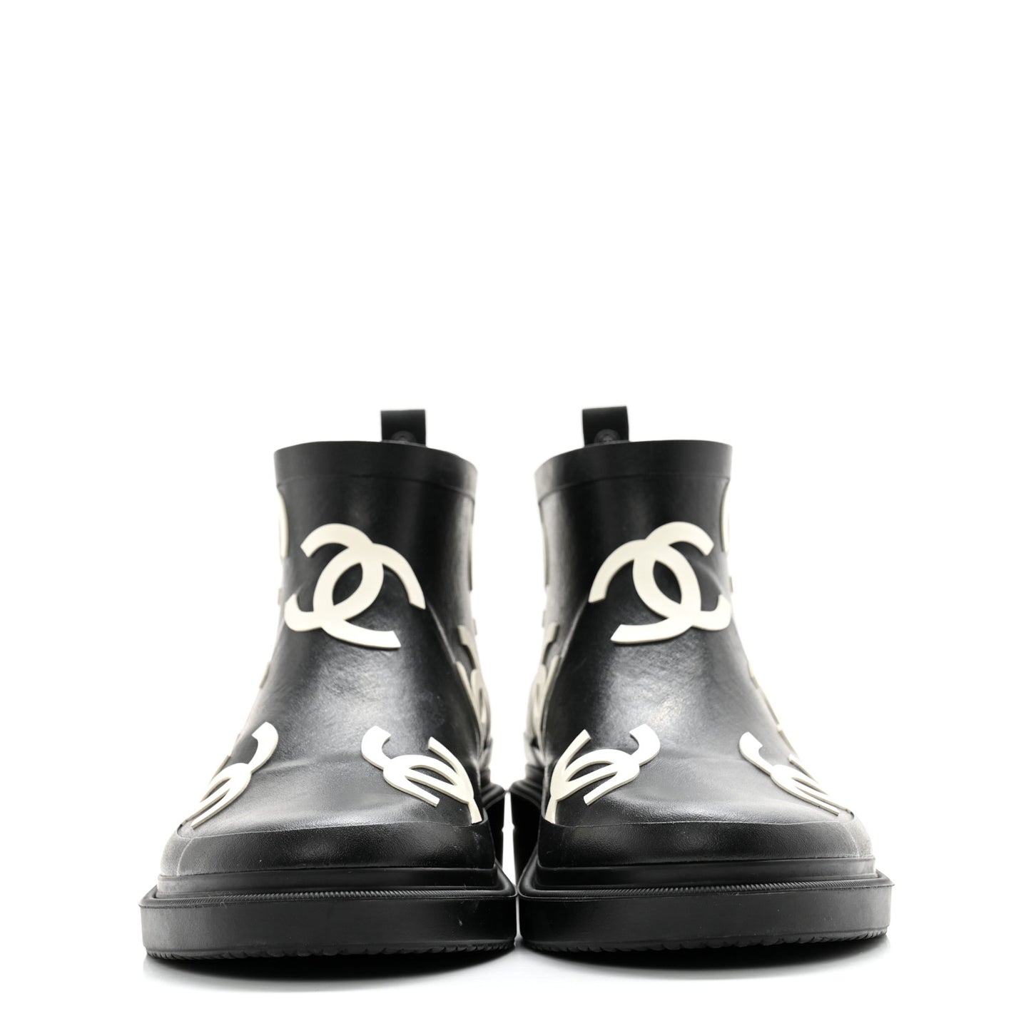 Rubber CC Print Boots 39 Black