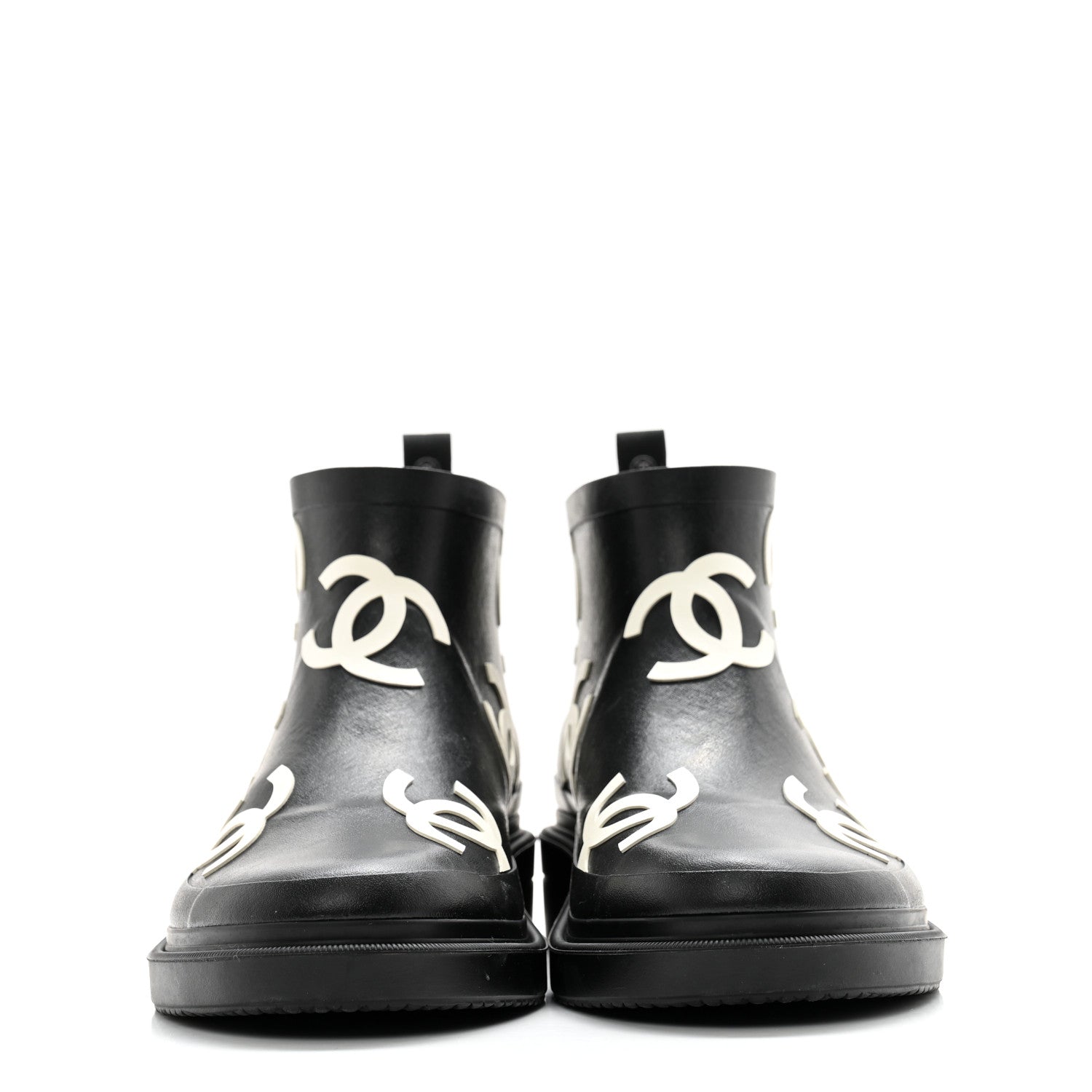 Chanel Rubber CC Print Boots 39 Black 2 of 10