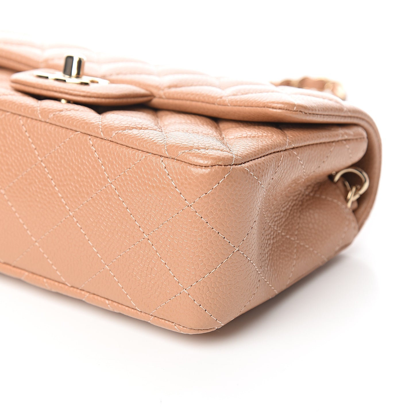 Caviar Quilted Mini Rectangular Flap Dark Beige