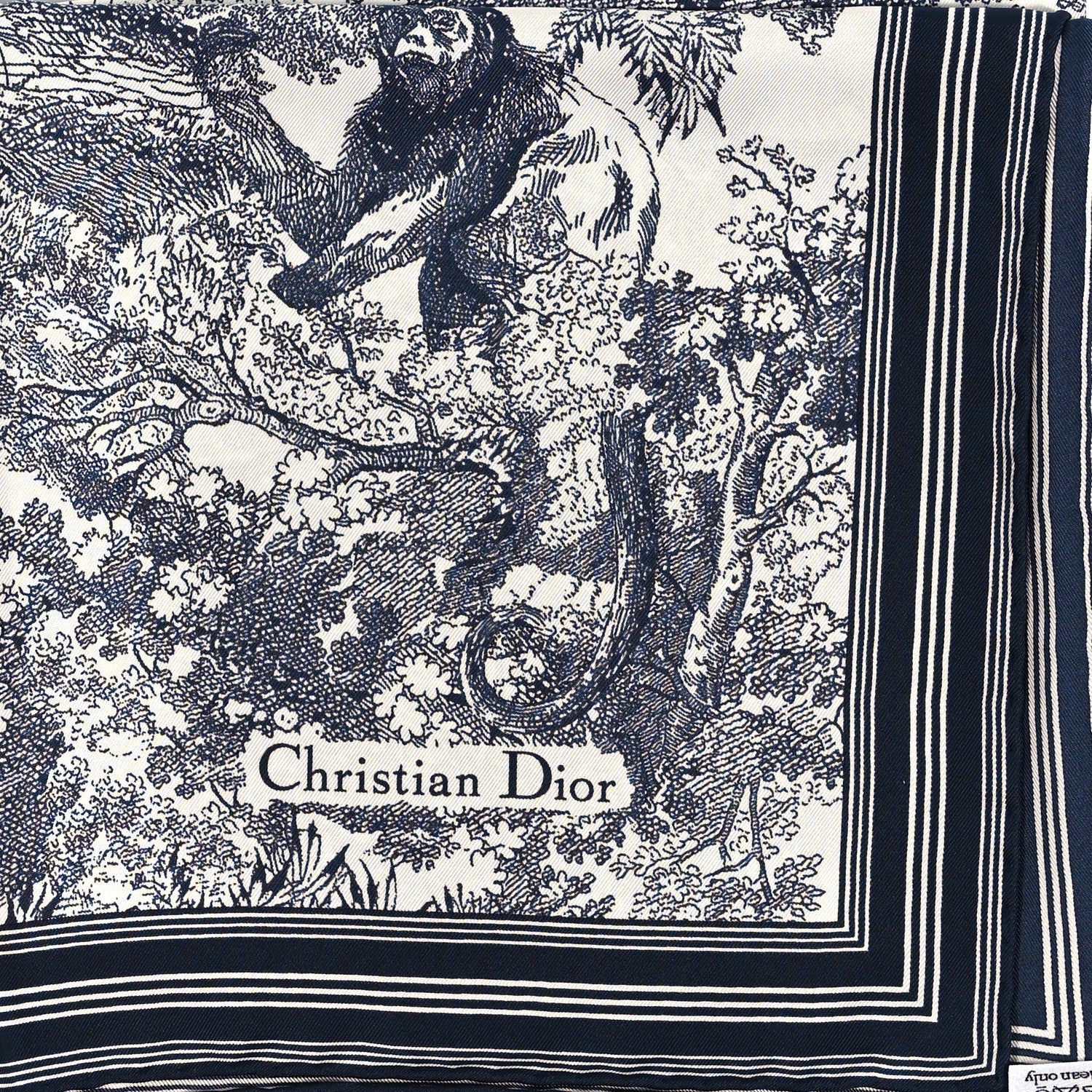 Christian Dior Silk Toile De Jouy Scarf Blue 2 of 4