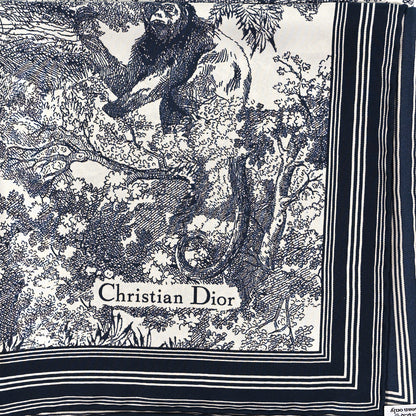 Christian Dior Silk Toile De Jouy Scarf Blue 2 of 4