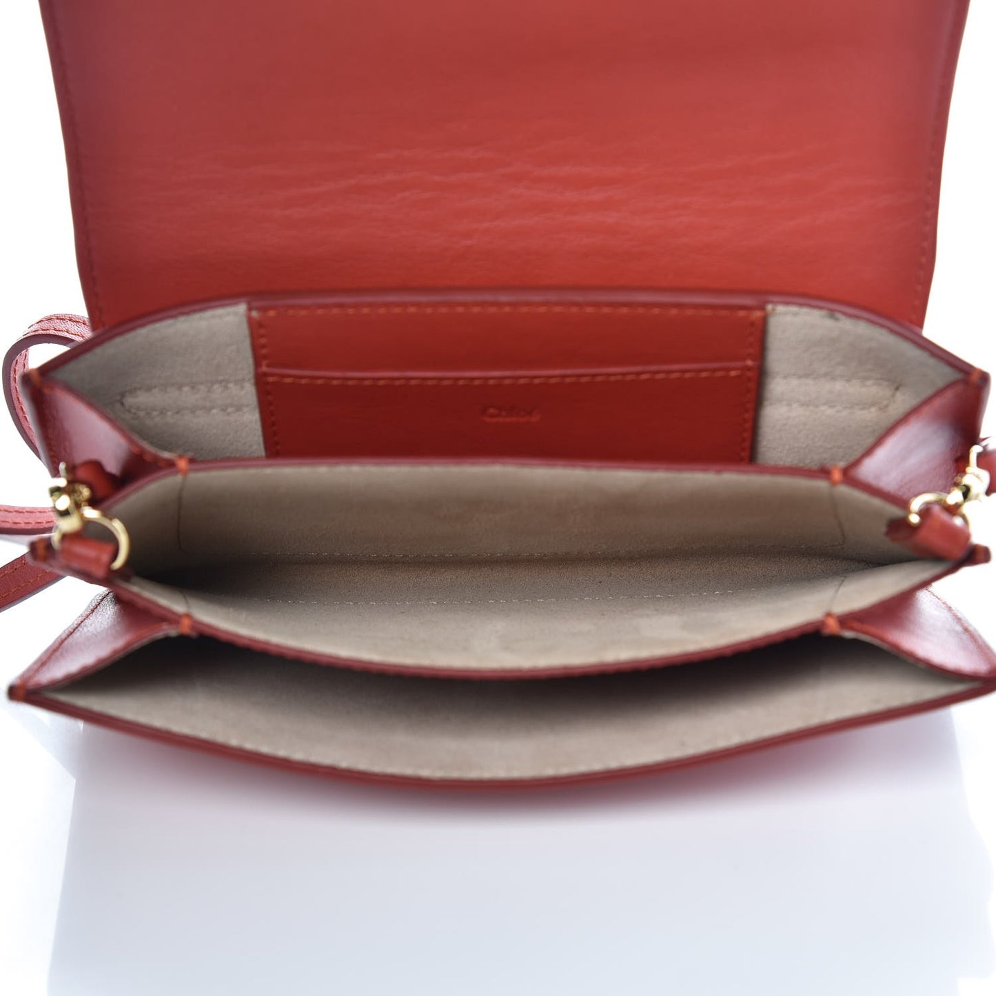 Calfskin Drew Bijou Clutch Earthy Red