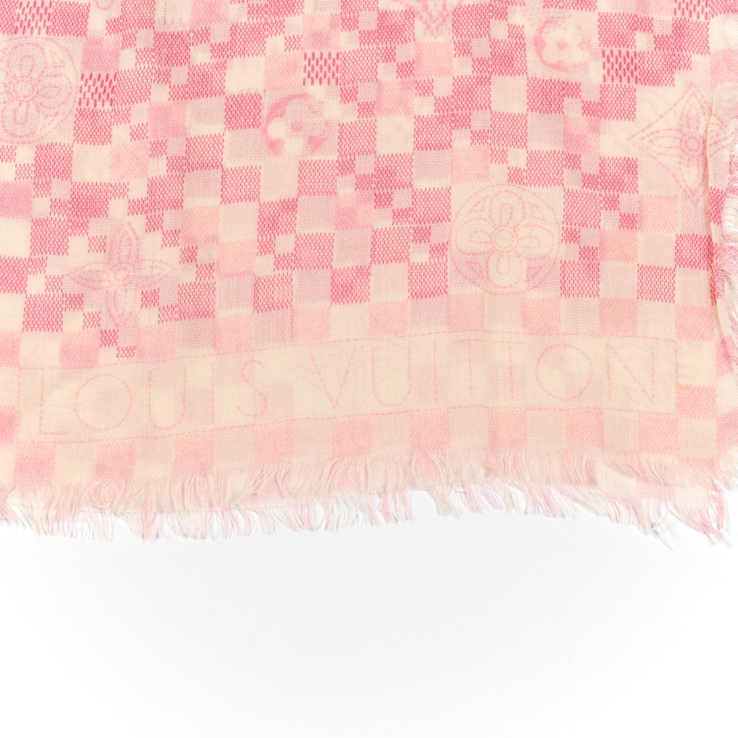 Cashmere Silk Damier Scarf Ivory Pink