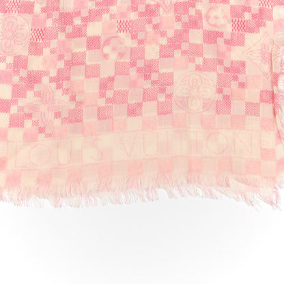 Louis Vuitton Cashmere Silk Damier Scarf Ivory Pink 3 of 4