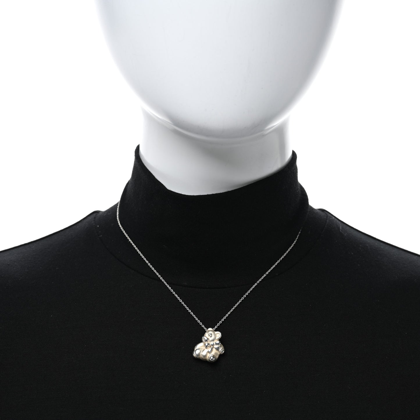 Sterling Silver Teddy Bear Pendant Necklace
