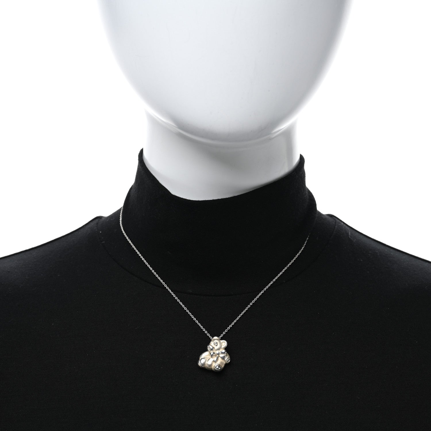 Tiffany Sterling Silver Teddy Bear Pendant Necklace 3 of 4