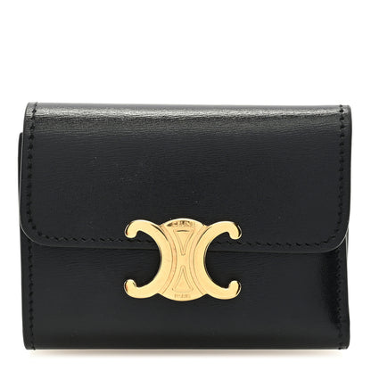 Celine Calfskin Compact Triomphe Wallet With Coin Purse Black 1 of 6