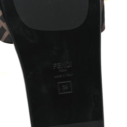 Fendi Satin FF Fendi Feel Slide Sandals 39 Tobacco Black 11 of 21